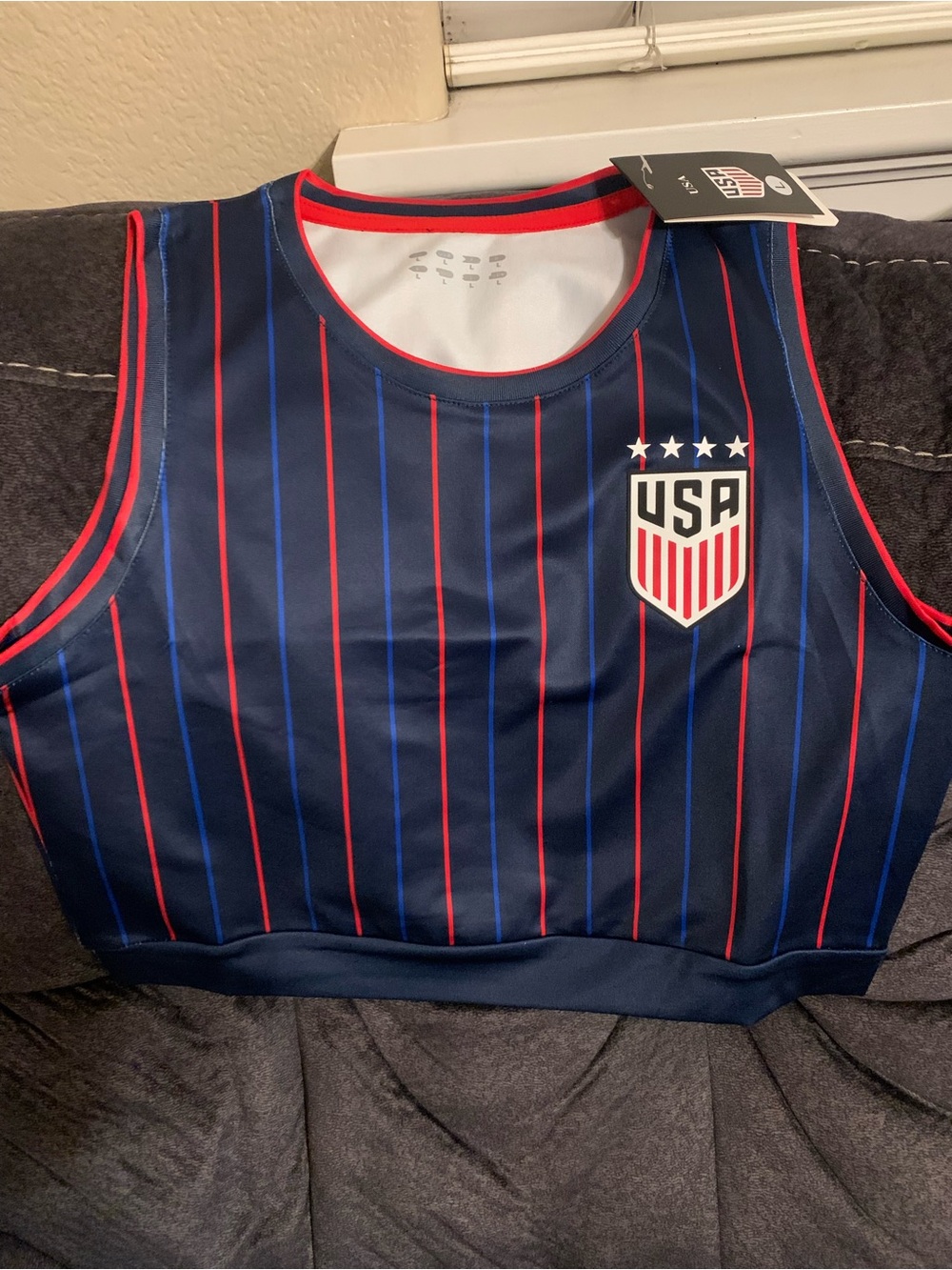 NWT- USA Tank Crop Top Woman's Jersey - Size L